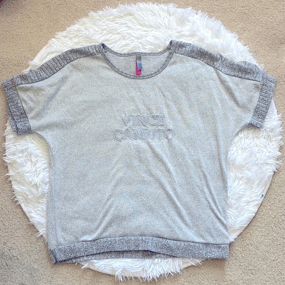 Vince Camuto Soft Heathered Gray Short Sleeve Sweater - Picture 1 of 6
